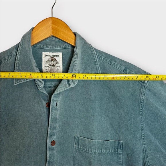 Vintage Banana Republic Shirt Mens Medium Green Adventure Outfitter Miss Buttons - Picture 10 of 13